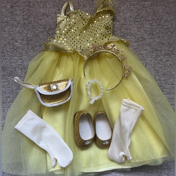 American girl shimmering ballgown